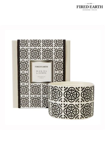 Fired Earth Natural Black Tea and Jasmine Large Ceramic Candle (T96190) | £32
