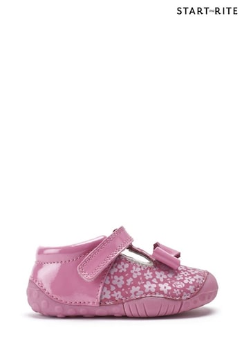 Start-Rite Wiggle Pink Leather Bow T-Bar Pre-Walker Baby Shoes F & G Fit (T96997) | £33