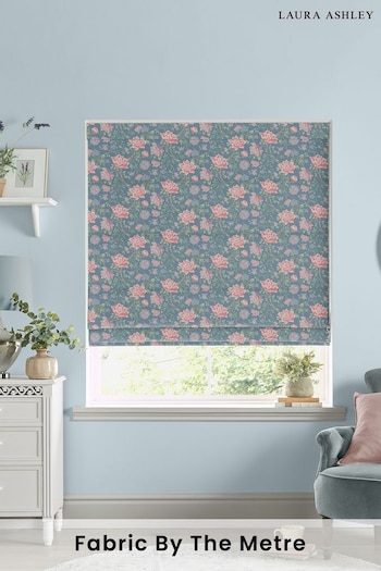Laura Ashley Blue Tapestry Floral Fabric By The Metre (T97165) | £47