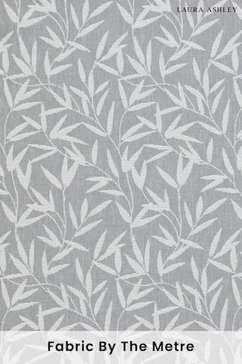 Laura Ashley Steel Grey Willow Leaf Fabric By The Metre (T97173) | £47