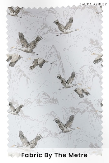 Laura Ashley Silver Grey Animalia Embroidered Fabric By The Metre (T97179) | £74