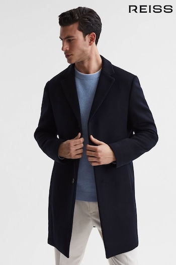 Reiss Navy Gable Single Breasted Overcoat (T97357) | £295