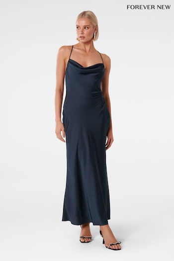 Forever New Navy Blue Ruby Tie Back Satin Maxi Dress (T97368) | £110