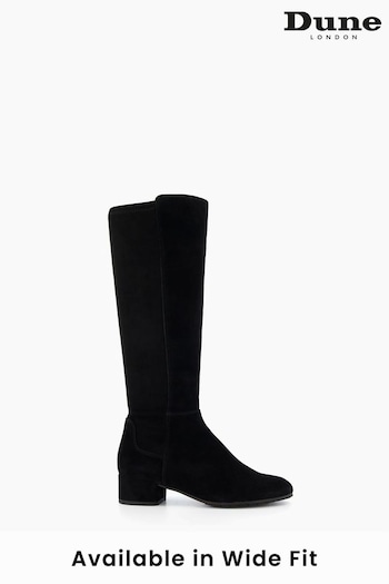 Dune London Tayla Black Smart Stretch High Leg Boots (T97611) | £150
