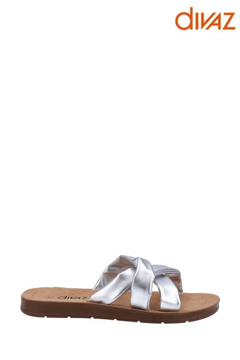 Divaz Silver Zurich Vegan Summer Sliders (T97867) | £27