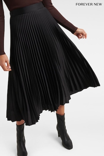 Forever New Black Ester Satin Pleated Skirt (T97952) | £60