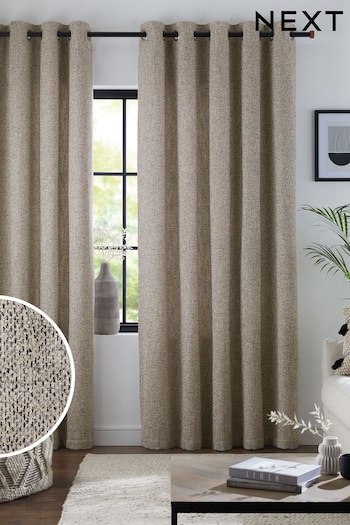 Natural Bobble Texture Lined Eyelet Curtains (T97971) | £65 - £155