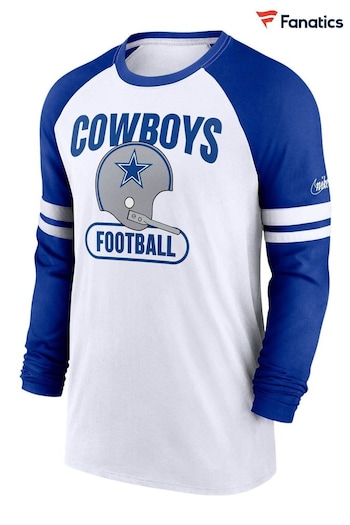 Nike White NFL Fanatics Dallas CowWiddersch Dri-FIT Cotton Long Sleeves Raglan T-Shirt (T98166) | £45