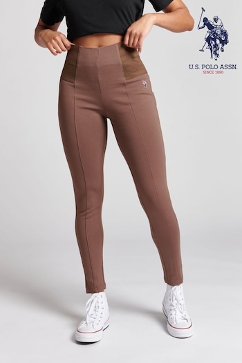 U.S. With Polo Assn. Womens Elastic Waistband Leggings (T98263) | £30