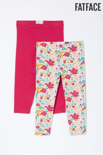 FatFace Pink Floral Blooms Crop Leggings 2 Pack (T98614) | £16