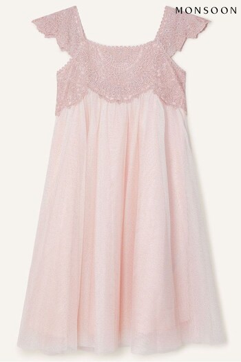 Monsoon Estella Embroidered Dress Pink (T98666) | £50 - £56
