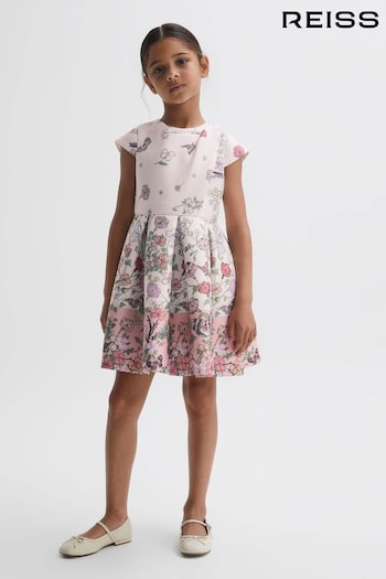Reiss Pink Tammy Junior Scuba Floral Printed Dress (T99371) | £55
