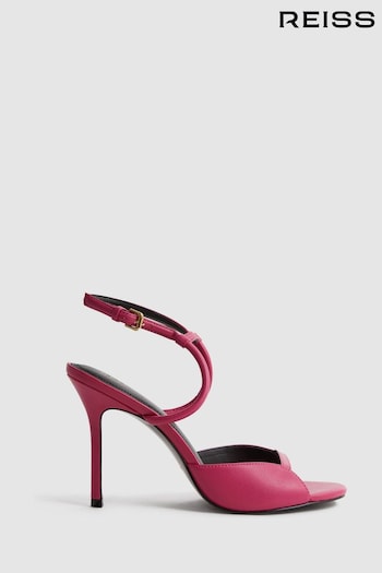 Reiss Bright Pink Harper Leather Strappy Heels (T99382) | £178