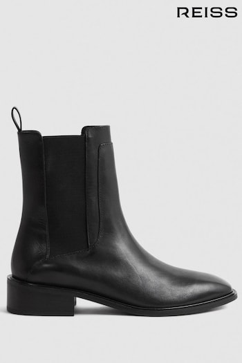 Reiss Black Willow Leather Chelsea Boots (T99392) | £198