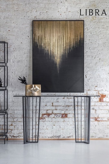 Libra Black Golden Rain Foiled Framed Canvas (T99398) | £225