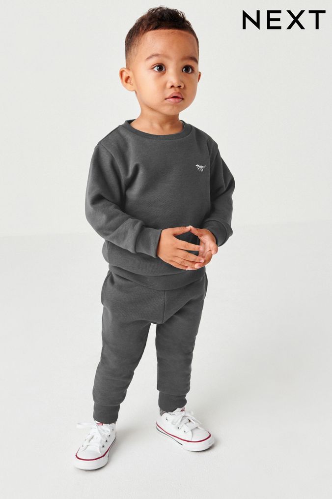 Charcoal Grey Jersey Sweatshirt And Joggers Set (3mths-7yrs) (T99473) | £12 - £16