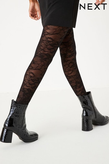 Black Lace Patterned Tights 1 Pack (T99479) | £8