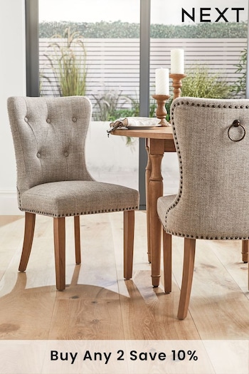 Chunky Weave Mid Natural Blair Oak Effect Leg Dining Chairs Set of 2 (T99527) | £330
