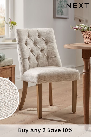 Set of 2 Chunky Weave Mid Natural Wolton Collection Luxe Buttoned Dining Chairs (T99531) | £360