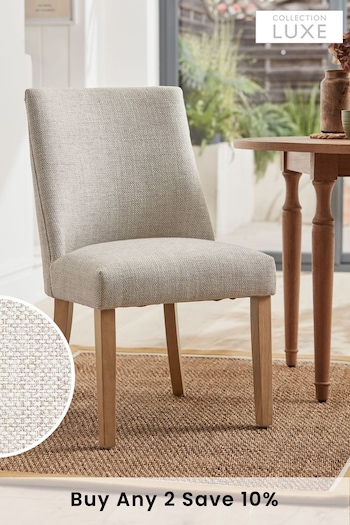 Set of 2 Chunky Weave Mid Natural Wolton Collection Luxe Light Wood Leg Dining Chairs (T99532) | £330