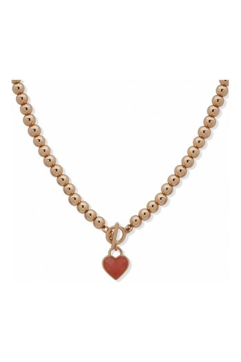 Anne Klein Jewellery Ladies Gold Tone NK Heart Pendant Necklace (T99557) | £38