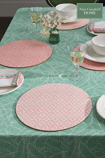 Nina Campbell Set of 4 Coral Pink Cork backed Placemats (T99578) | £20