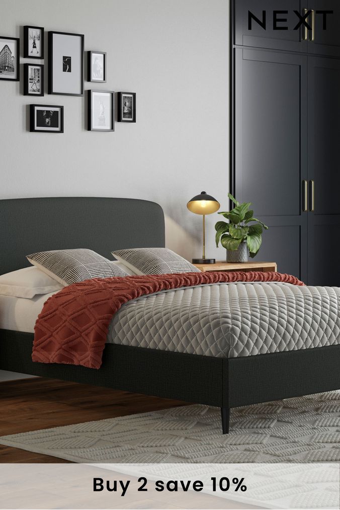 Black upholstered bed frame sales queen