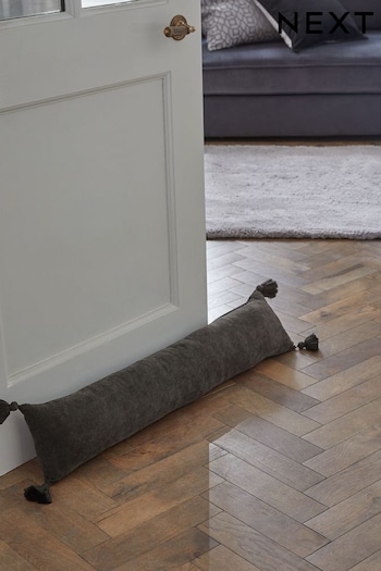 Charcoal Grey Soft Velour Tassel Draught Excluder (TC0211) | £18