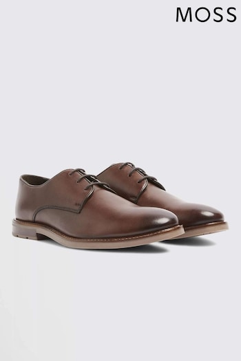 MOSS John White Carter Rogue Plain Derby Brown Shoes (TJ5381) | £100