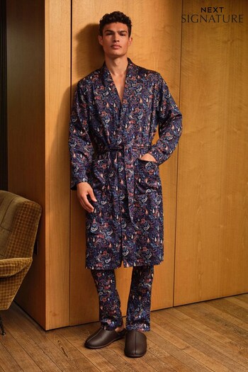 Blue Paisley Signature Lightweight Dressing Gown (TJ7579) | £50