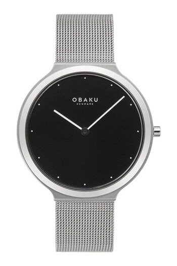 Obaku Ladies Silver Tone Satin Lille Onyx Watch (TQX712) | £129