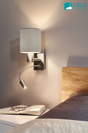 Eglo Pasteri Fabric Wall Lamp With Reading Light (TV2298) | £65