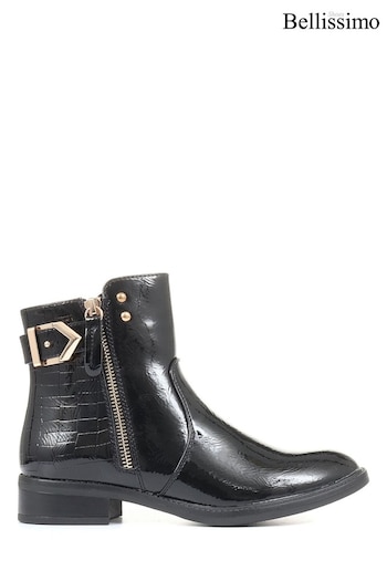 Bellissimo Ladies Black Flat Ankle Boots (U00043) | £45