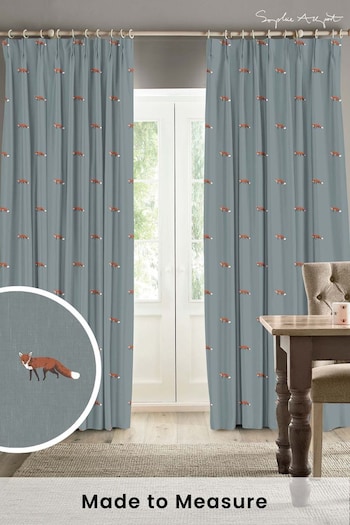Sophie Allport Blue Foxes Made To Measure Curtains (U00123) | £91