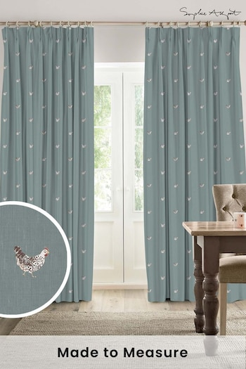Sophie Allport Duck Egg Blue Chicken Made To Measure Curtains (U00134) | £91