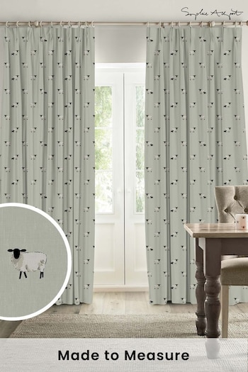 Sophie Allport Sage Green Sheep Made To Measure Curtains (U00142) | £91