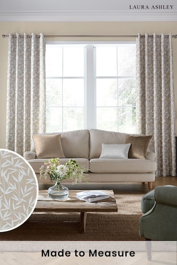 Laura Ashley Natural Willow Leaf Chenille Made To Measure Curtains (U00153) | £91