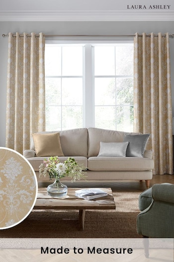 Laura Ashley Gold Josette Woven Made To Measure Curtains (U00159) | £91