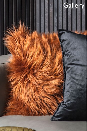 Gallery Home Orange Odom Faux Fur Cushion (U00419) | £38