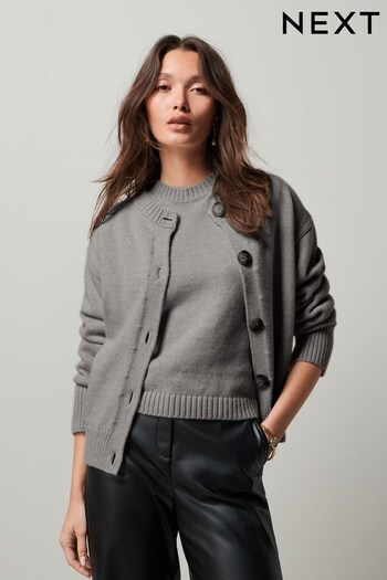 Charcoal Grey Knitted Co-Ord Cardigan (U00430) | £44