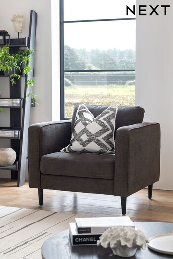 Fine Chenille Dark Grey Houghton Slim Arm Chair (U00435) | £425