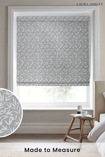Laura Ashley Grey Willow Leaf Chenille Made To Measure Roman Blind (U00694) | £79
