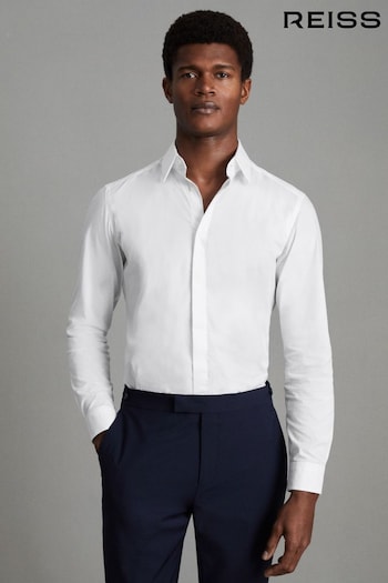 Reiss White Kiana Slim Fit Cotton Blend Shirt (U00974) | £88