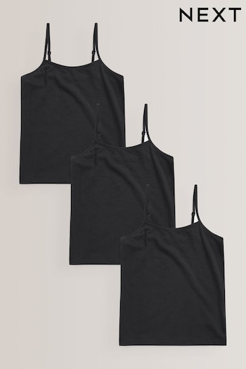 Black 3 Pack Elastic Strappy Cami Vests (1.5-16yrs) (U01766) | £9 - £13