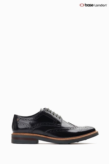 Base London Black Woburn Lace Up Brogue Shoes PENA (U01862) | £75