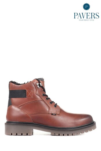Pavers Brown Wide Fit Casual Lace Up Boots (U02033) | £60