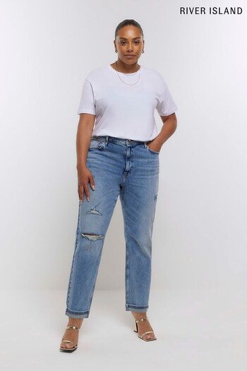 River Island Blue Plus Mom Bell-Bottom Jeans (U02338) | £45