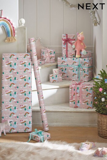 Pink Unicorns Extra Wide 10 Metre Christmas Wrapping Paper (U02503) | £7