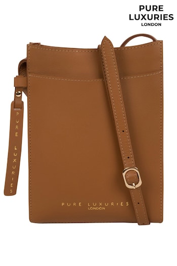 Pure Luxuries London Barton Vegetable Tanned Leather Cross-Body Phone Bag (U02620) | £30
