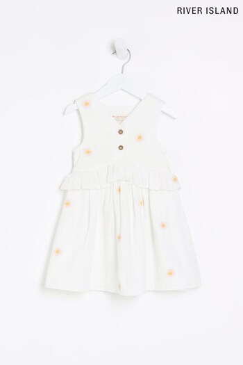 River Island Ecru Cream Girls Peplum Dress (U02679) | £22
